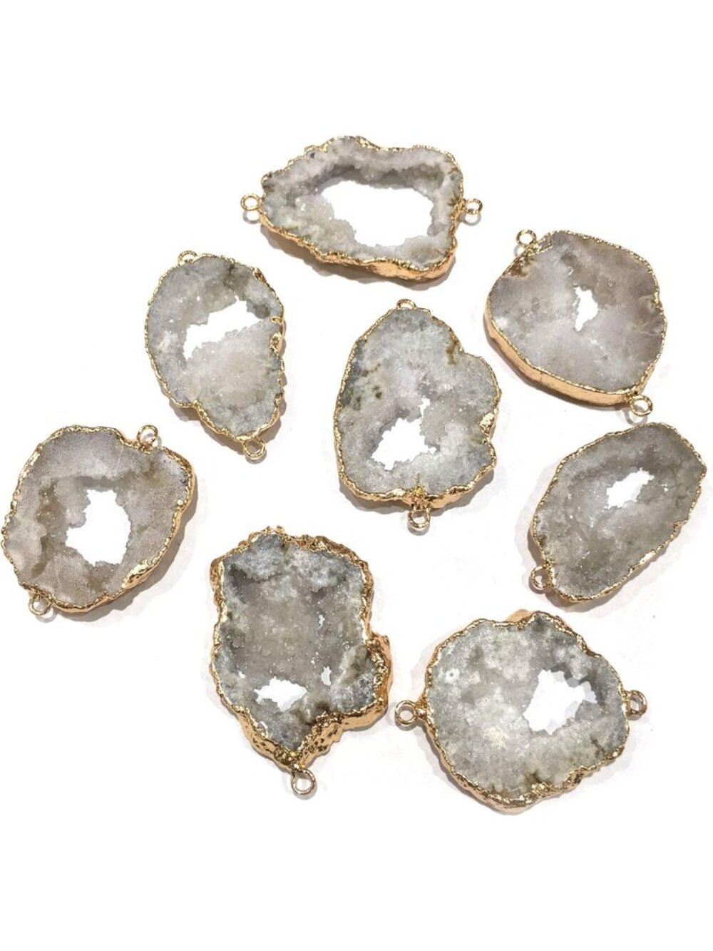 Natural Agate Geode Crystal Druzy Connectors & Pearl Links for DIY Jewelry (5